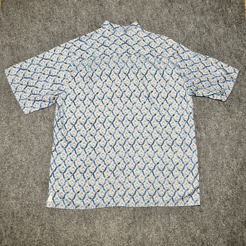 Tommy Bahama Silk Hawaiian Button Up Shirt Geometric Print Size XL TALL - Picture 6 of 8